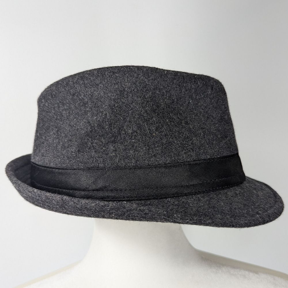 Henschel Hat Co. Men's USA Made Wool Blend Grey Fedora Hat Large Black Trim
